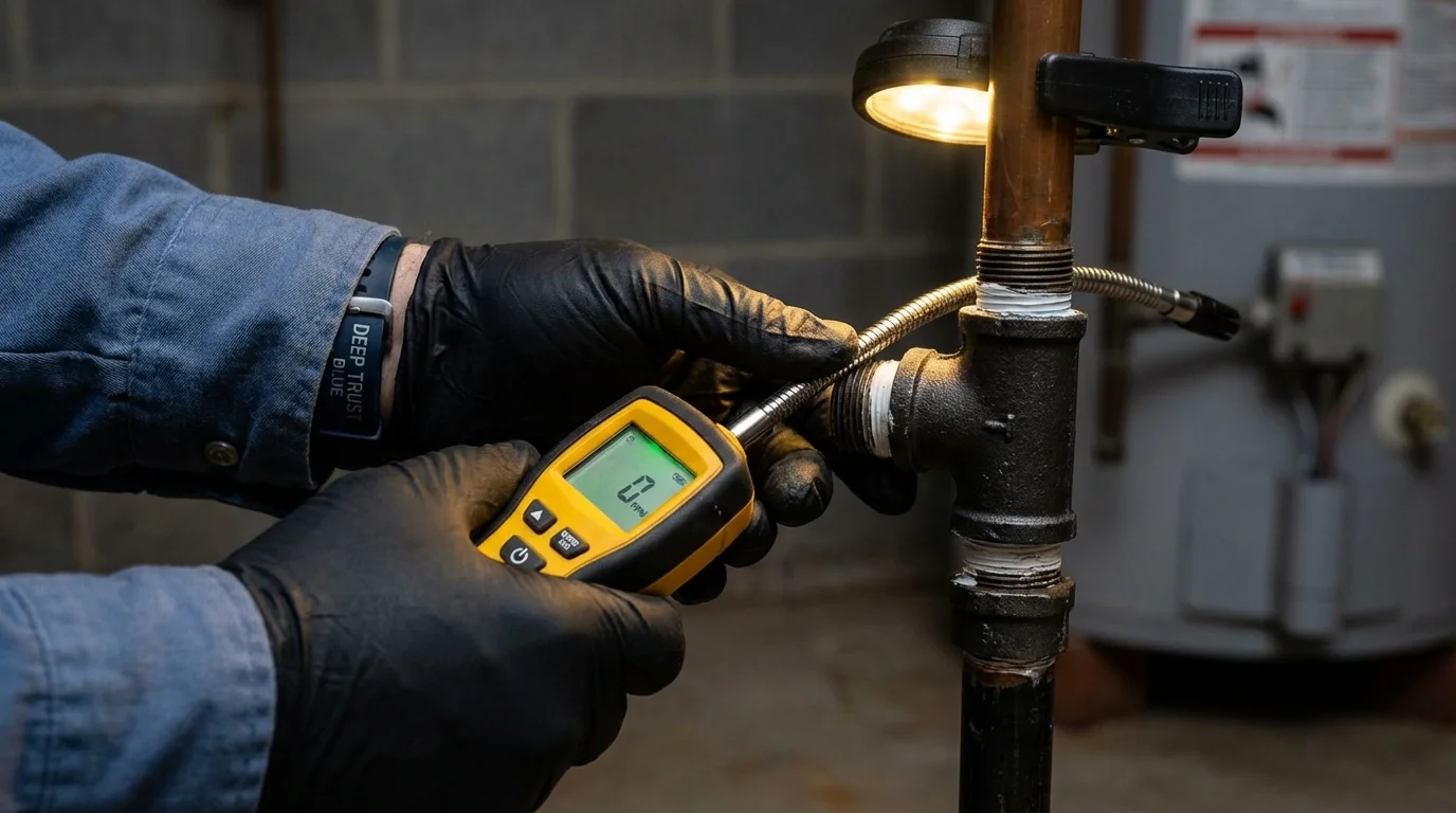 Gas leak detection with electronic sniffer by Johns Plumbing LLC in Christmas